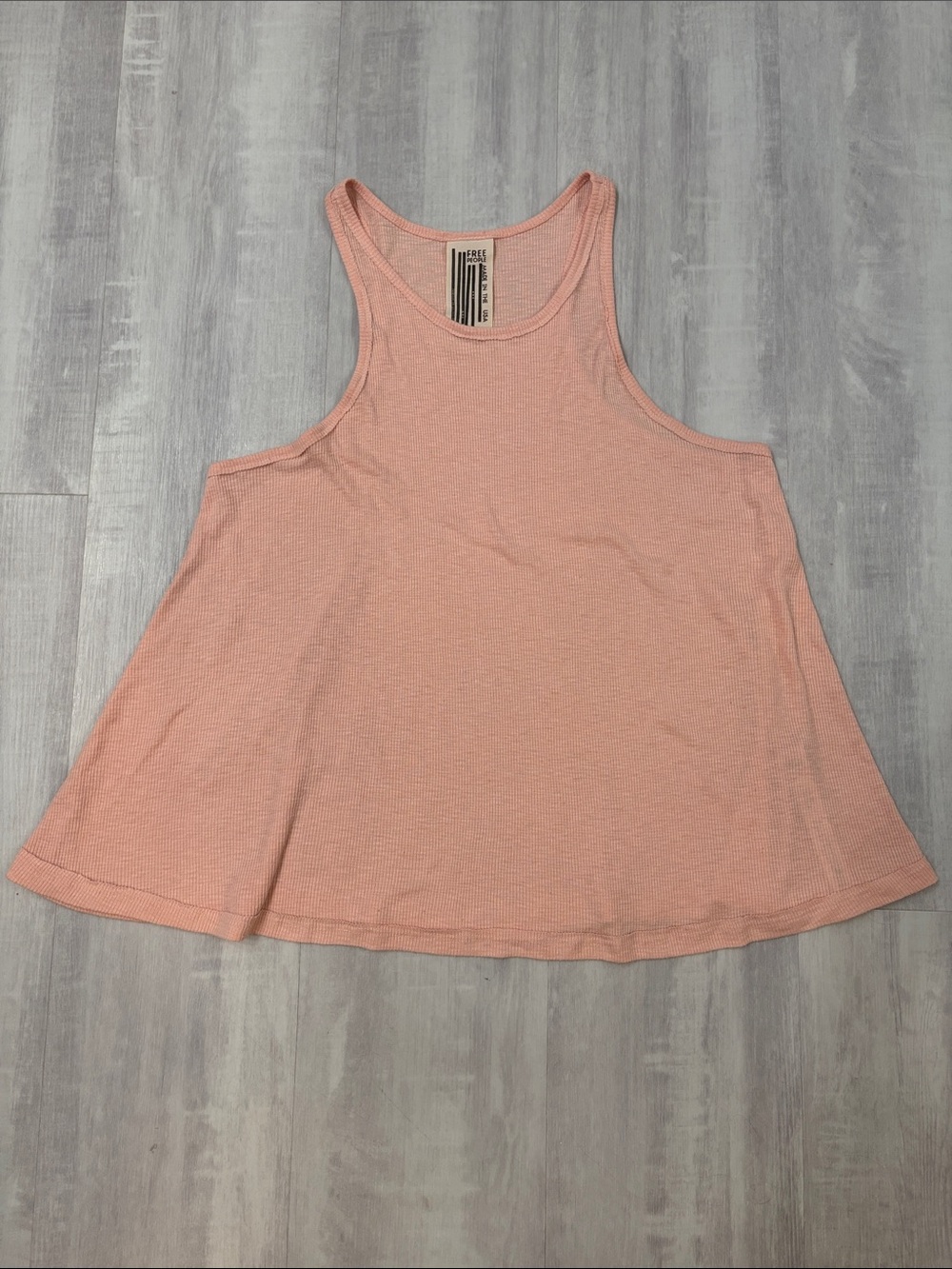 Free People Peach Ribbed Swing Tank Small
